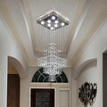 8-Light Modern Square Crystal Chandelier for Dining Rooms and Living Rooms