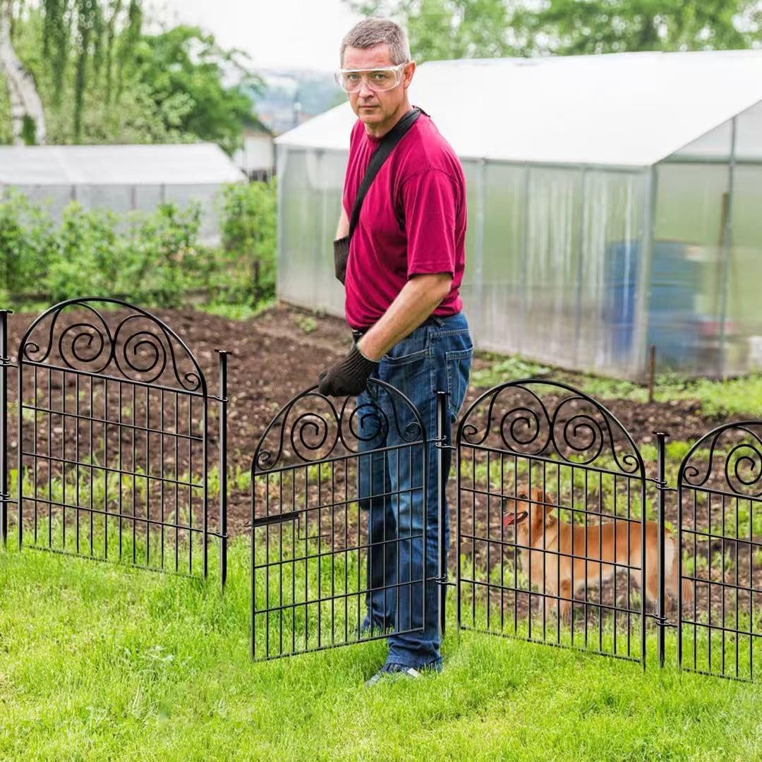 Tall Garden Fence Animal Barrier with Gate, 40 in(H) 12 Panels Garden Fences and Borders for Dogs, Dog Fence Outdoor
