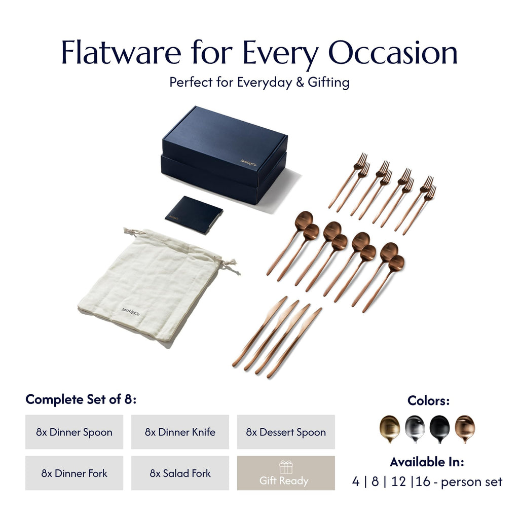 Minimalist 2.0 40-Piece Flatware Set, 18/10 Stainless Steel