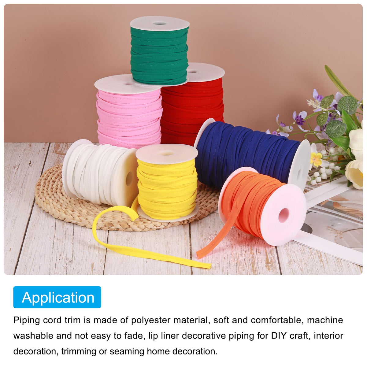 Piping Cord Trim 50 Yards 1/2 Inch Piping Tape for Sewing DIY Crafting Fabric Edge Trim Fuchsia