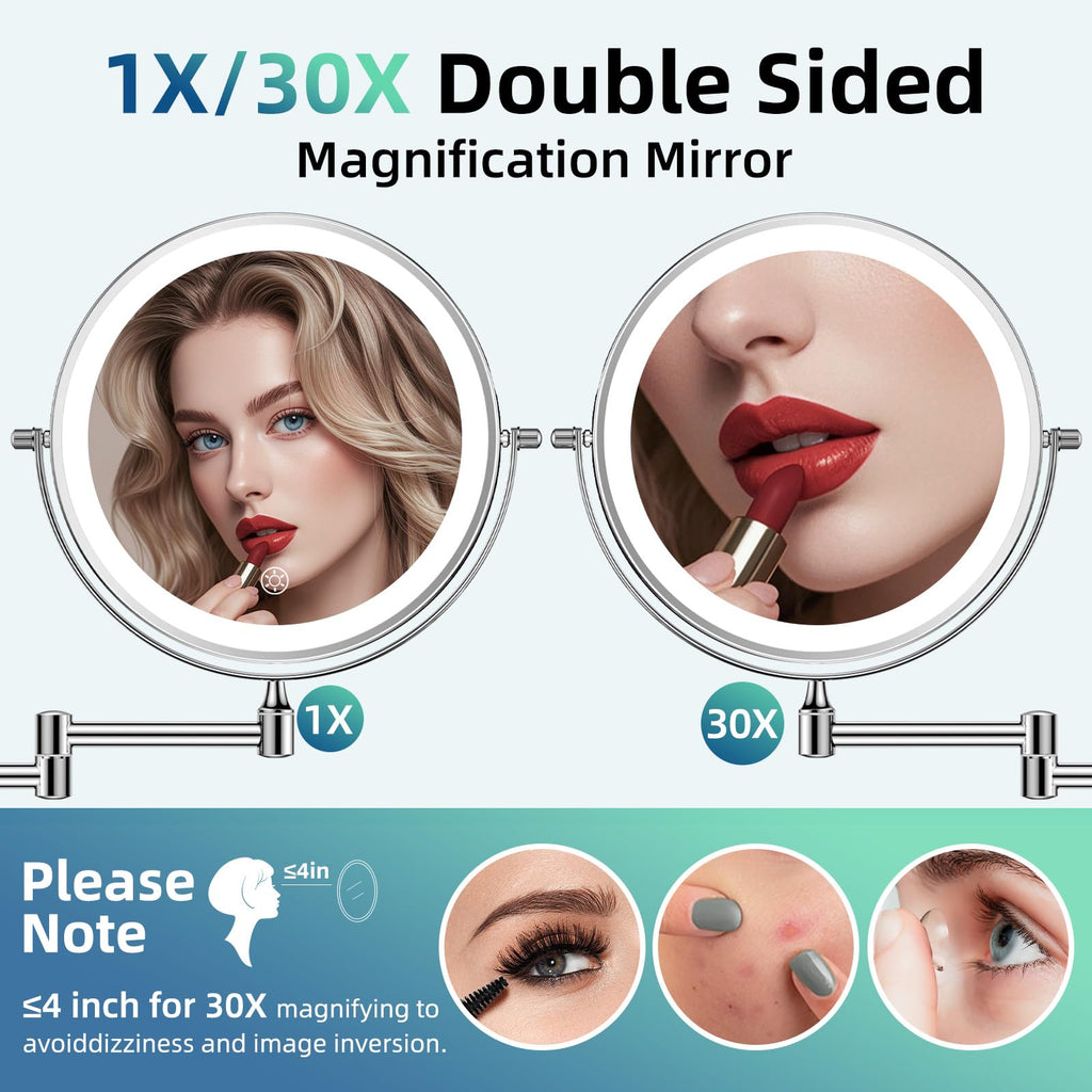Rechargeable Wall Mounted Lighted Makeup Mirror