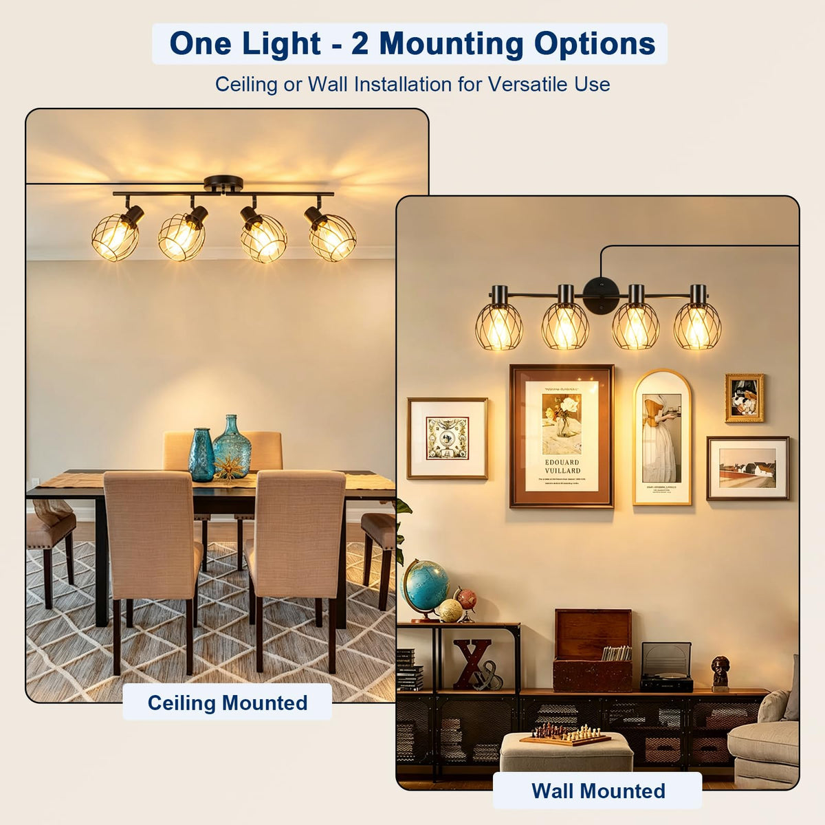 Plug-in Track Lighting Fixture Ceiling, Dimmable, Black, E26