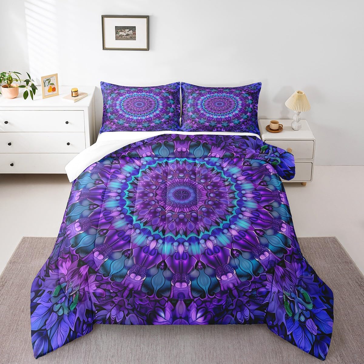 Mandala Comforter Set Queen Boho Chic Medallion Bedding Set