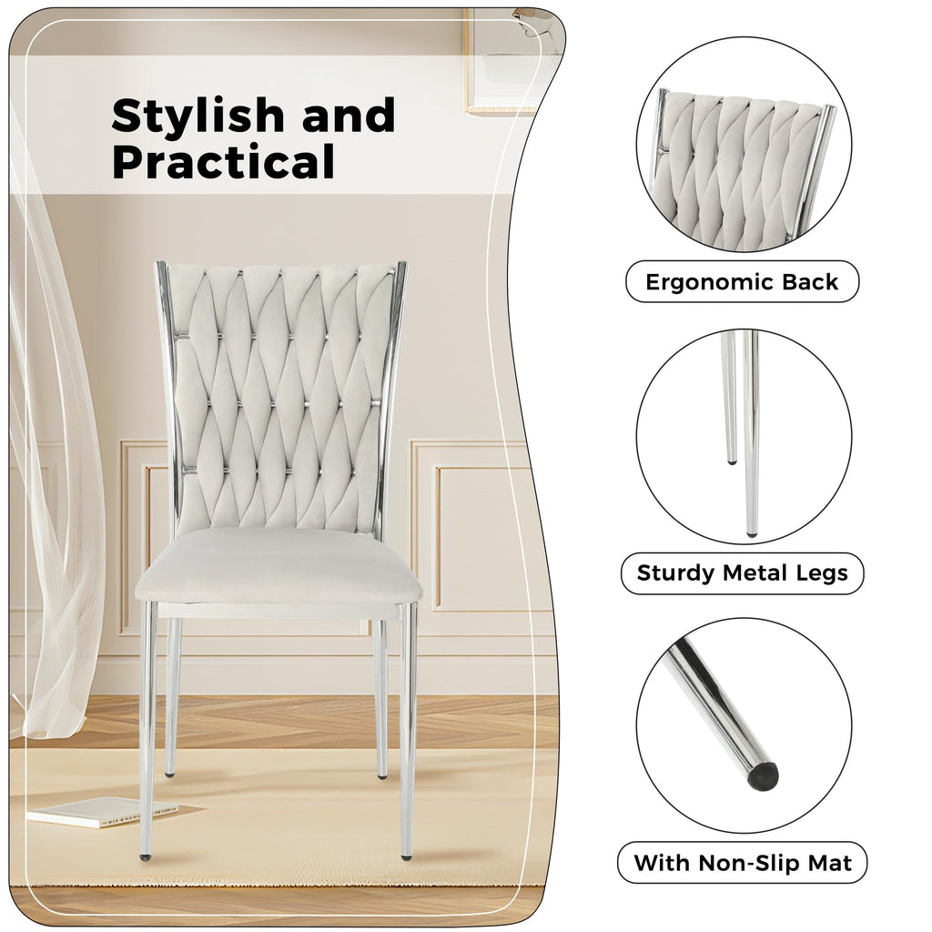 Light Grey Velvet Dining Chairs Set of 4