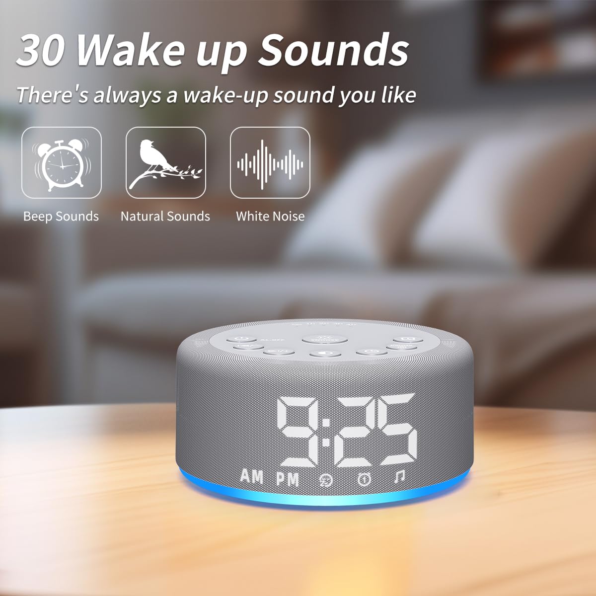 3 in 1: Sound Machine Alarm Clock Night Light White Noise Machine with 30 Sleeping Sounds for Baby Kids Adults 32