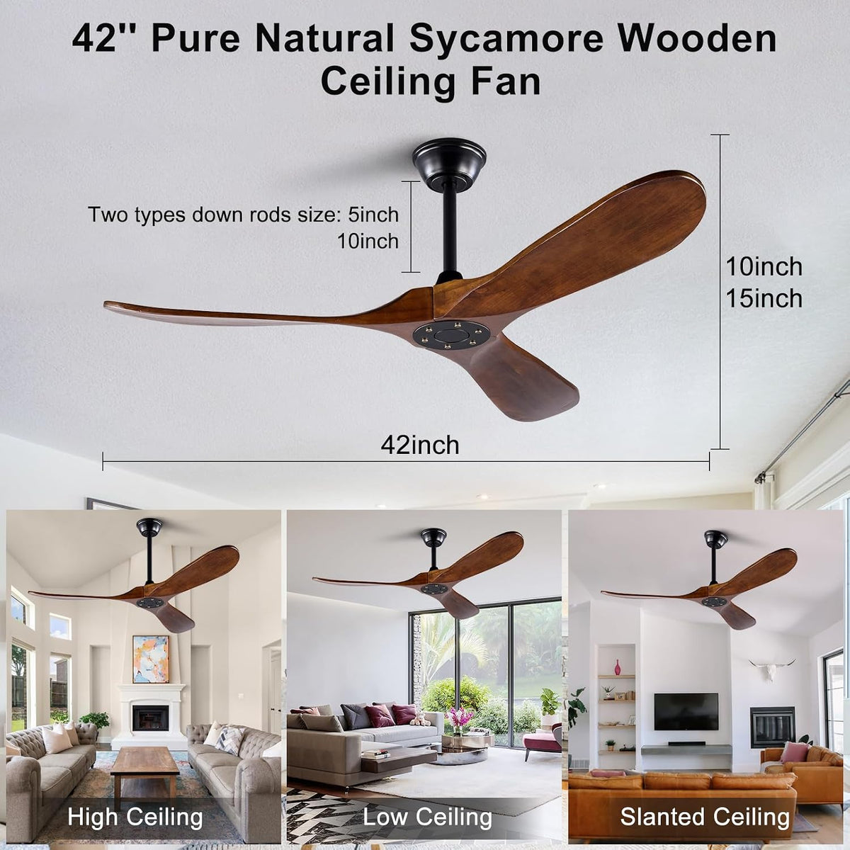 42" Indoor/Outdoor Ceiling Fan with Remote