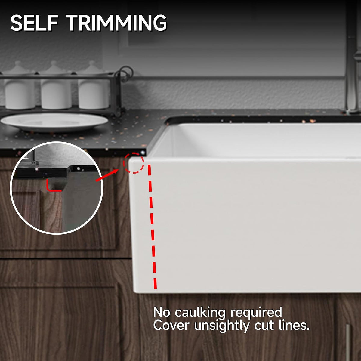33 x 20 Inch Self-trimming Farmhouse Kitchen Sink White Apron Front | Fireclay large single bowl apron front farm