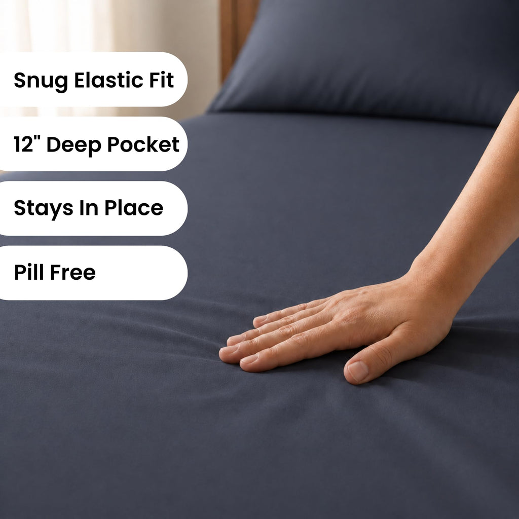 Sheet Set, 6 Piece Hotel Style, Deep Pocket, Slate Blue
