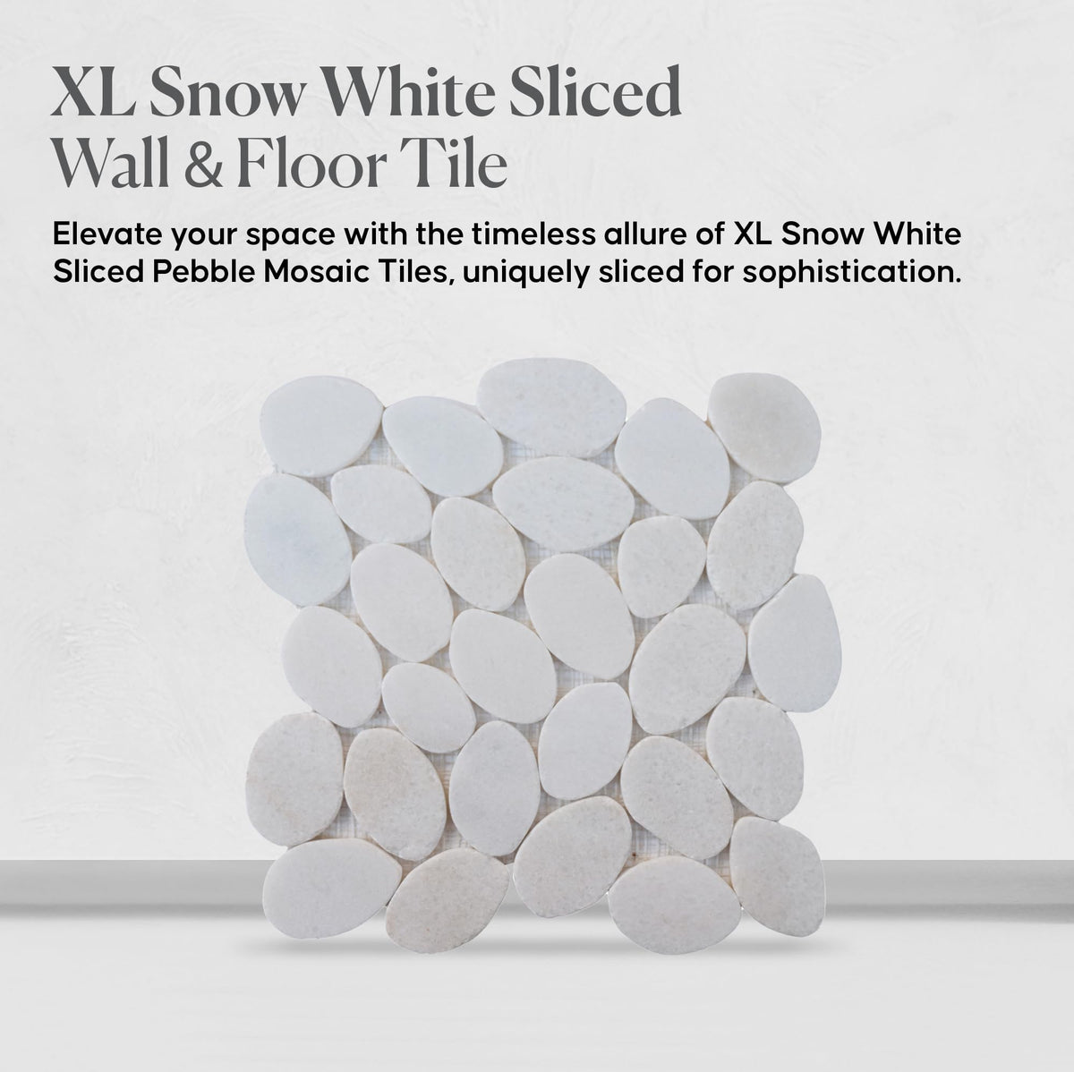 XL Snow White Sliced Pebble Mosaic, Tumbled Stone Backsplash Tiles Walls, Shower and Bathroom Floors, and Outdoor