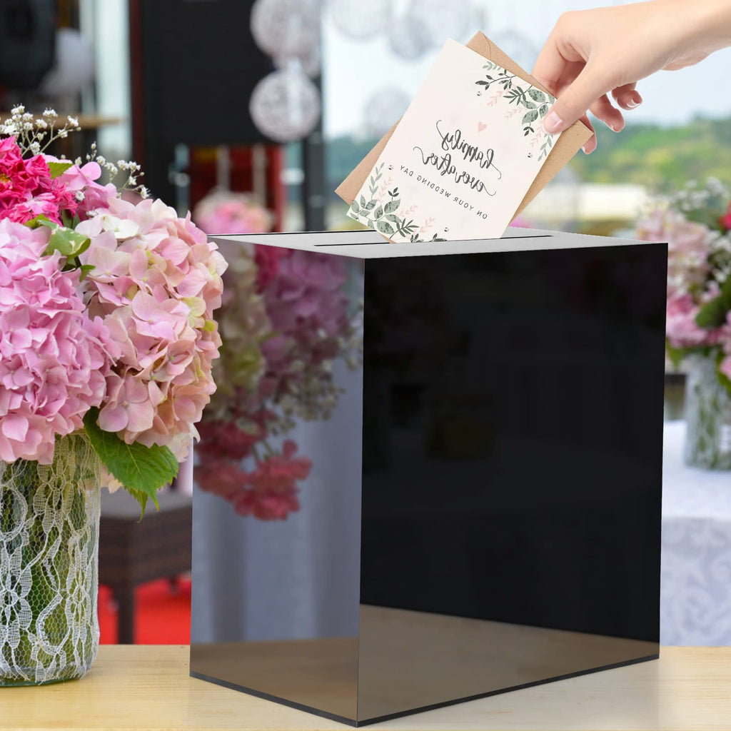 Black Acrylic Wedding Card Box Clear DIY Card Boxes Gift Card Box Money Box Holder for Wedding Reception Anniversary