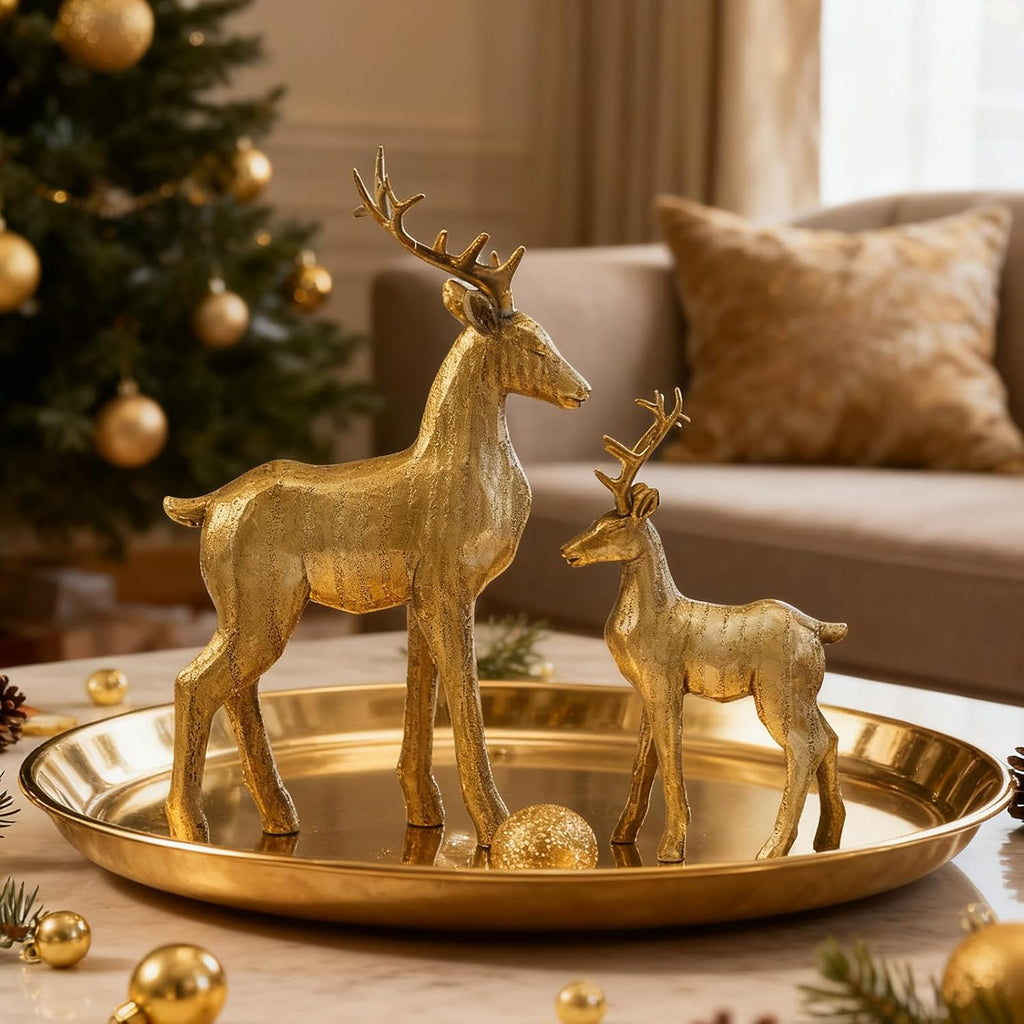 Reindeer Christmas Decoration, Gold Xmas Deer Decor Figurines