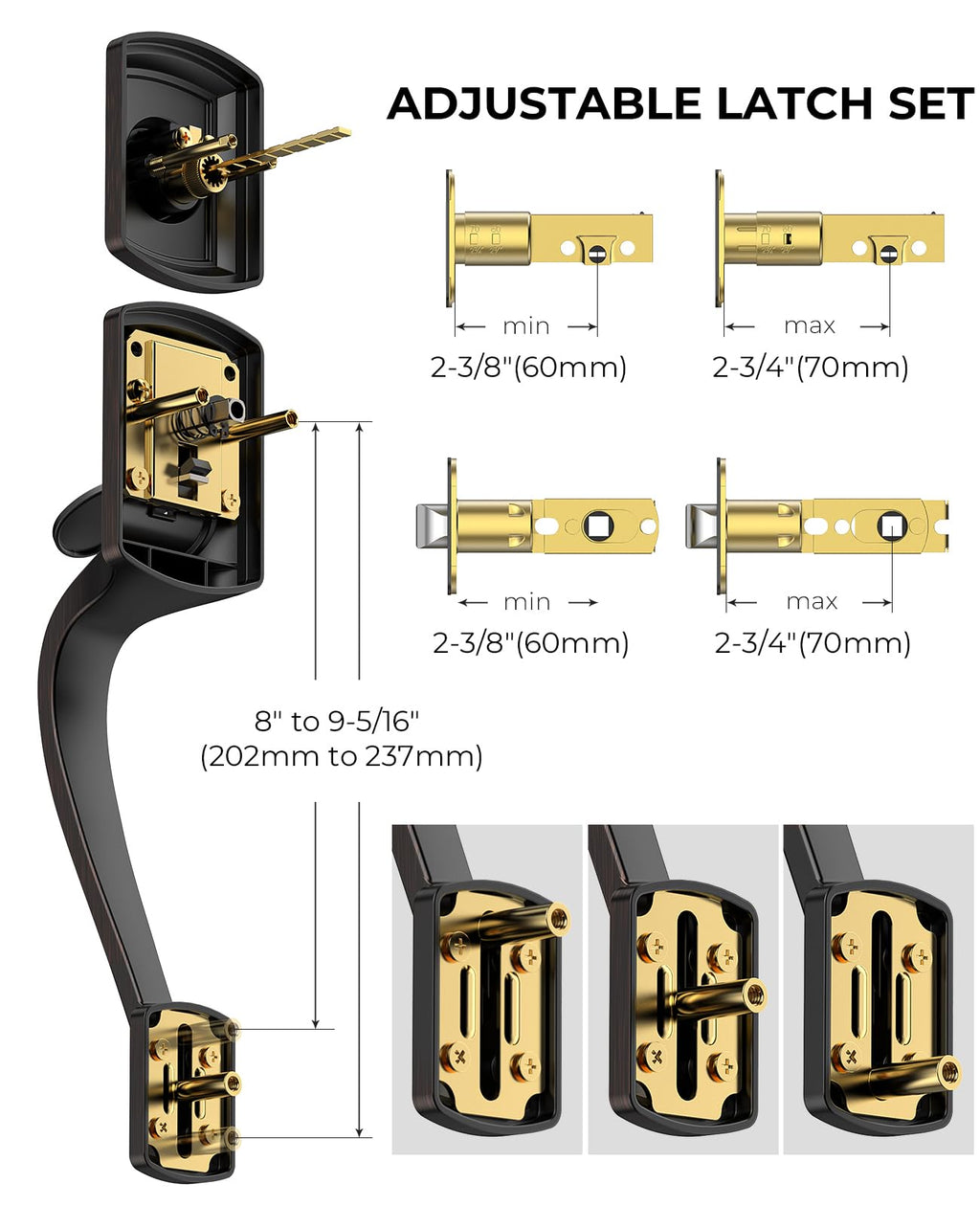 Bronze Front Door Handle and Deadbolt Set, Front Door Lock Set