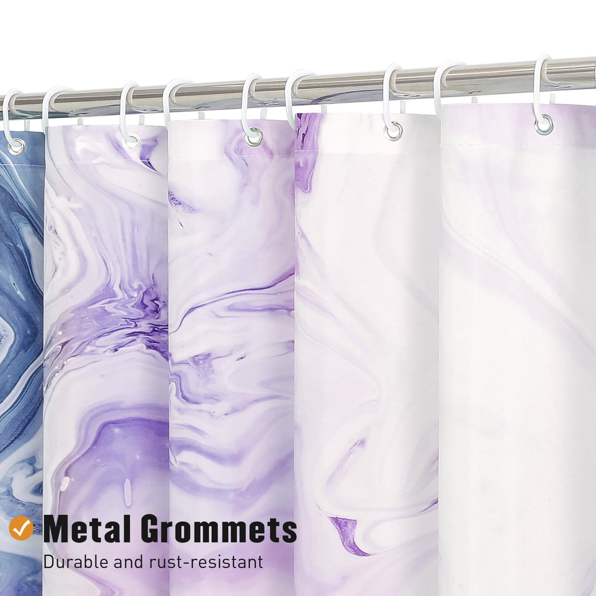 Blue & Purple Marble Shower Curtain, Abstract Watercolor, 72 x 84 Inches