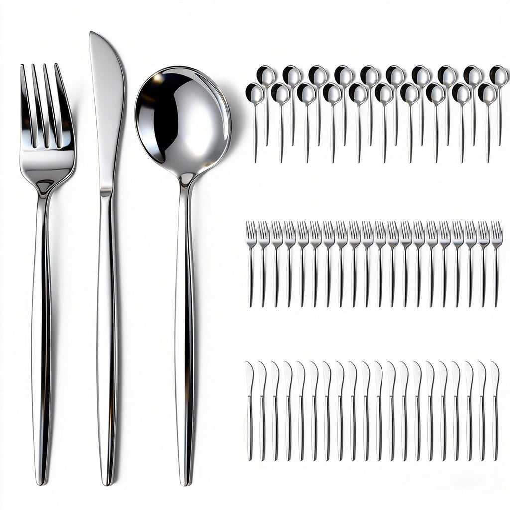 60-Piece Silverware Set for 20, Food Grade Stainless Steel Flatware Set with Thickened Forks Spoons Knives, Mirror