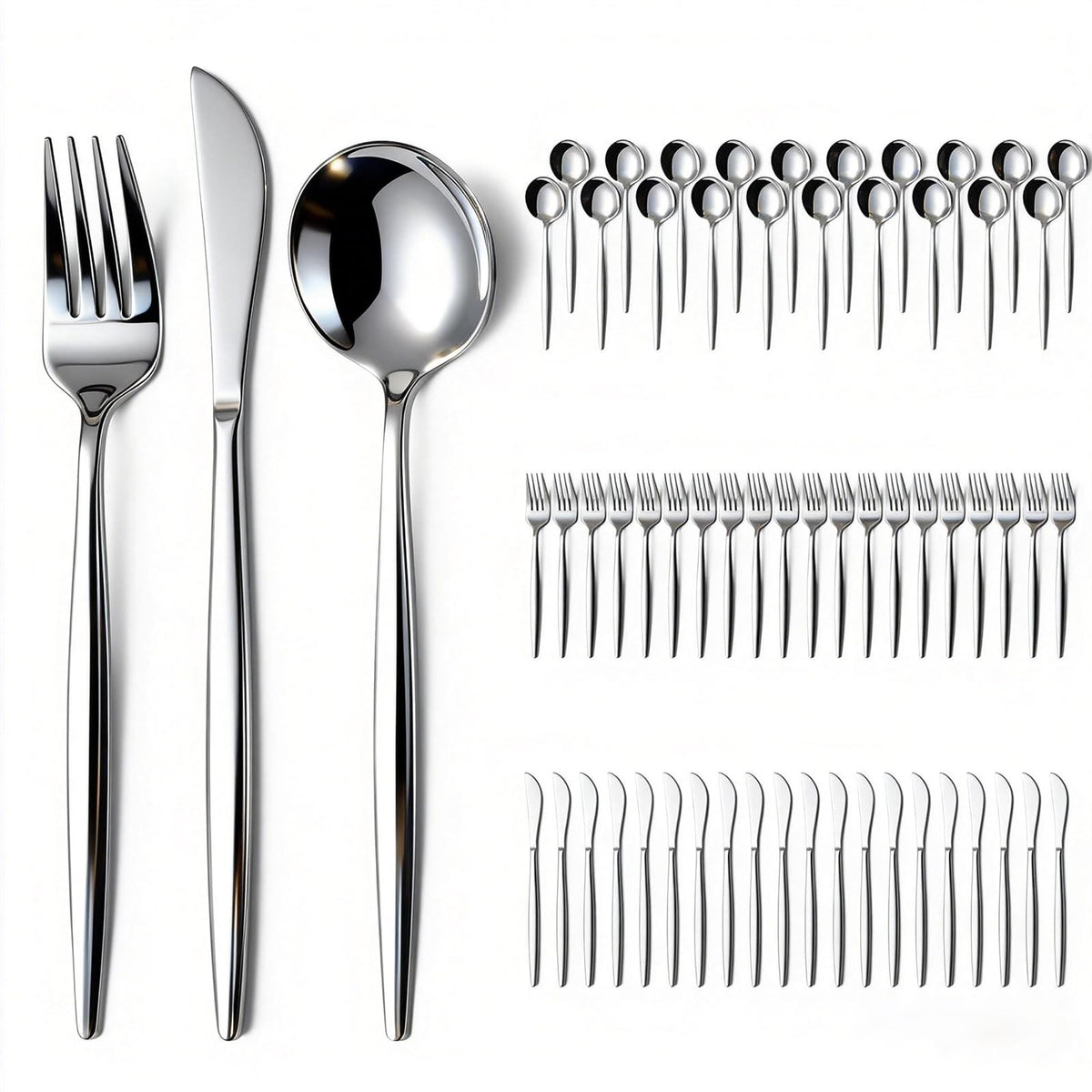 60-Piece Silverware Set for 20, Food Grade Stainless Steel Flatware Set with Thickened Forks Spoons Knives, Mirror
