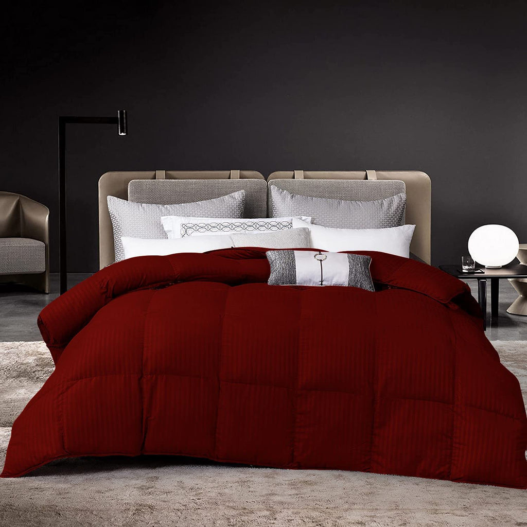 3 Piece Damask Stripe Comforter Set, 100% Egyptian Cotton Cover | 500 GSM Filling | 1000 Thread Count - Twin/Twin XL