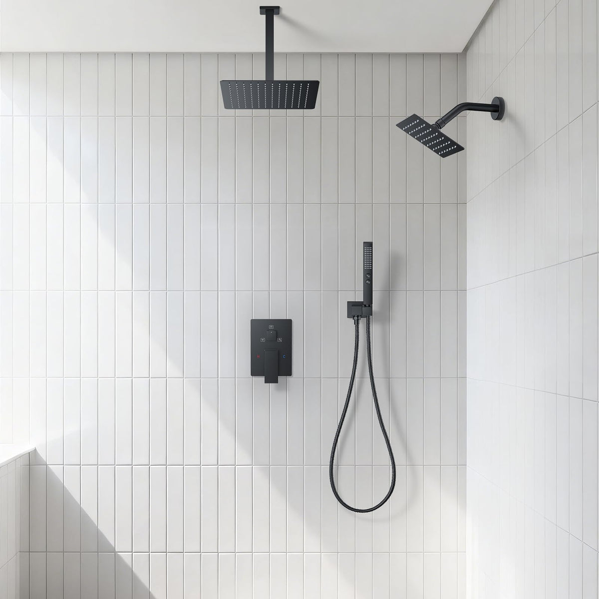 Rain Shower System 12"&6" Shower Heads Ceiling Shower Faucet Set