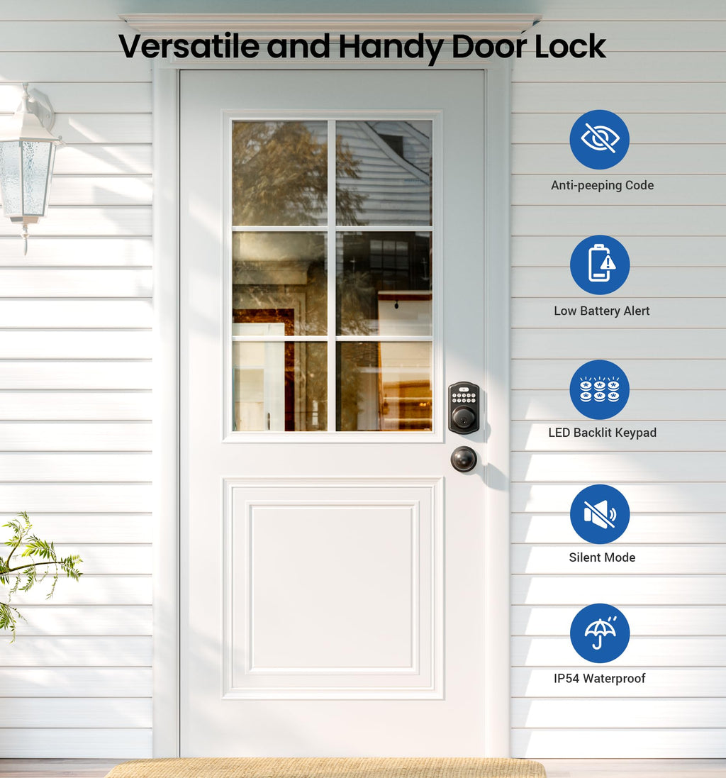 Keyless Entry Deadbolt Door Lock with Knobs, Matte Black