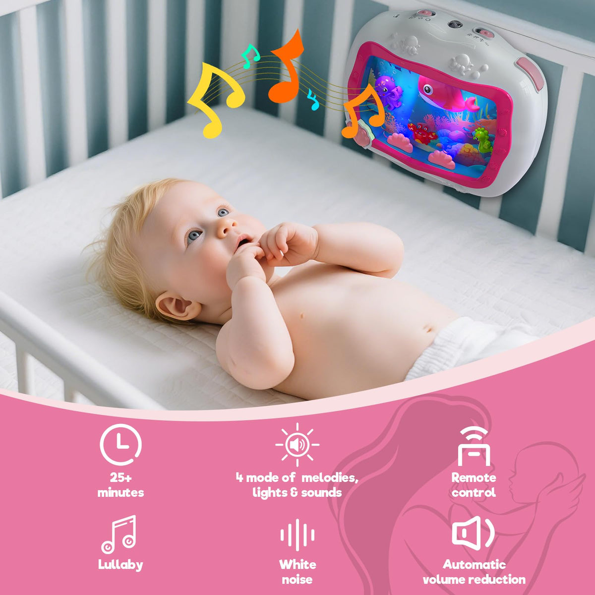 Aquarium Toy, Sleep Soother Musical Infant Toys, Tummy Time Toys & Crib Toy, Sea Animal Sensory Dream Soother for
