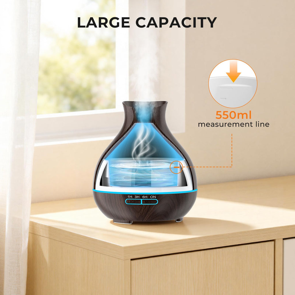 Aromatherapy Essential Oil Diffusers, 2 PCS 550ml High Mist Output Humidifiers for Large Room, Home, Waterless