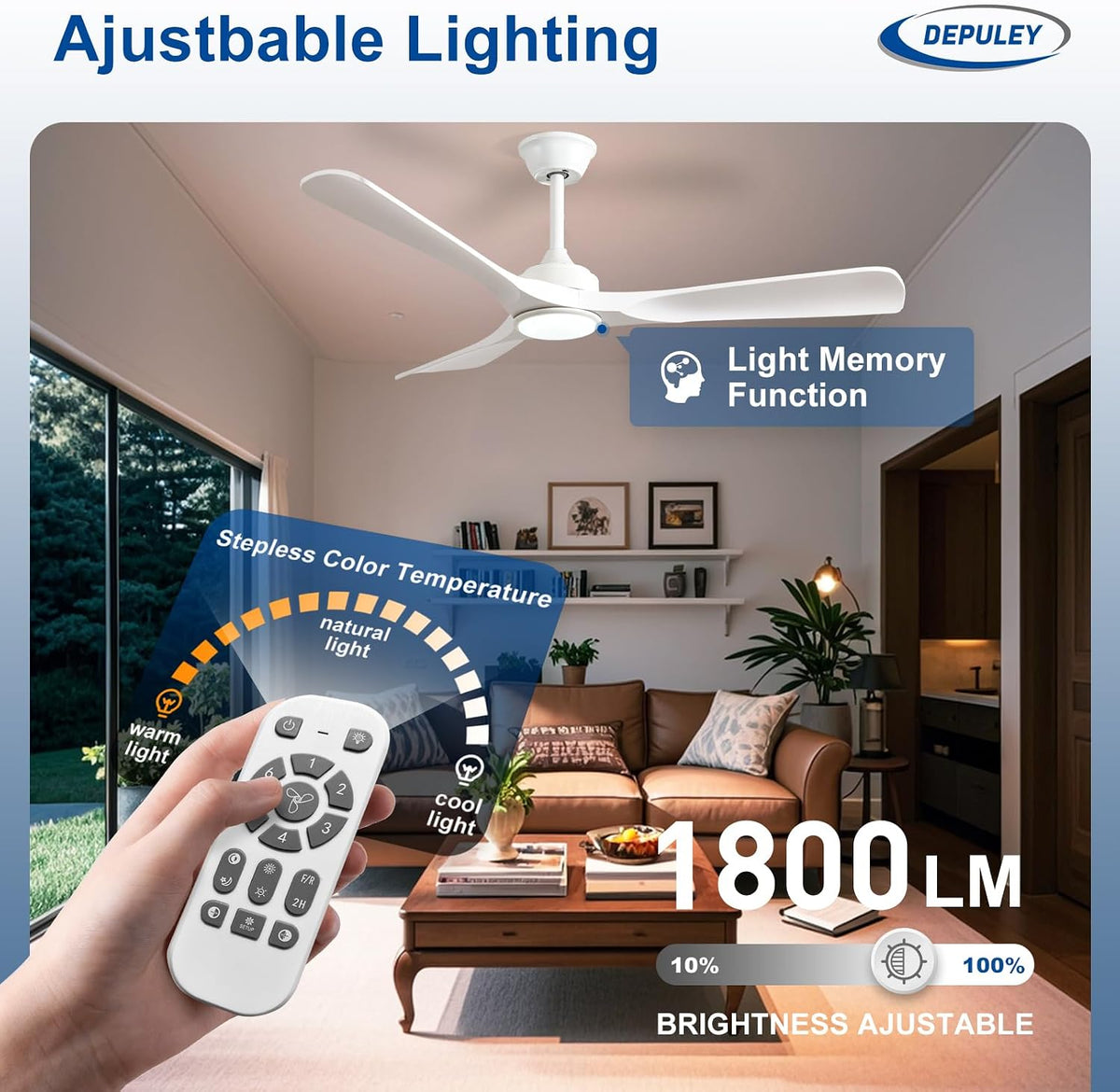 52" Outdoor Smart Ceiling Fan with Light