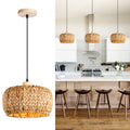Hand-Woven Rattan Pendant Lights Kitchen Island wiht 12 Inch Wickel Shade