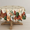 Fall Tablecloth 60 x 60 Inch Round Flower Autumn Harvest Pumpkin