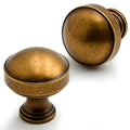 10 Pack Antique Brass Cabinet Knobs 1-1/5 Inch(30mm) Single Hole Cabinet Pulls Round Kitchen Cabinet Knobs