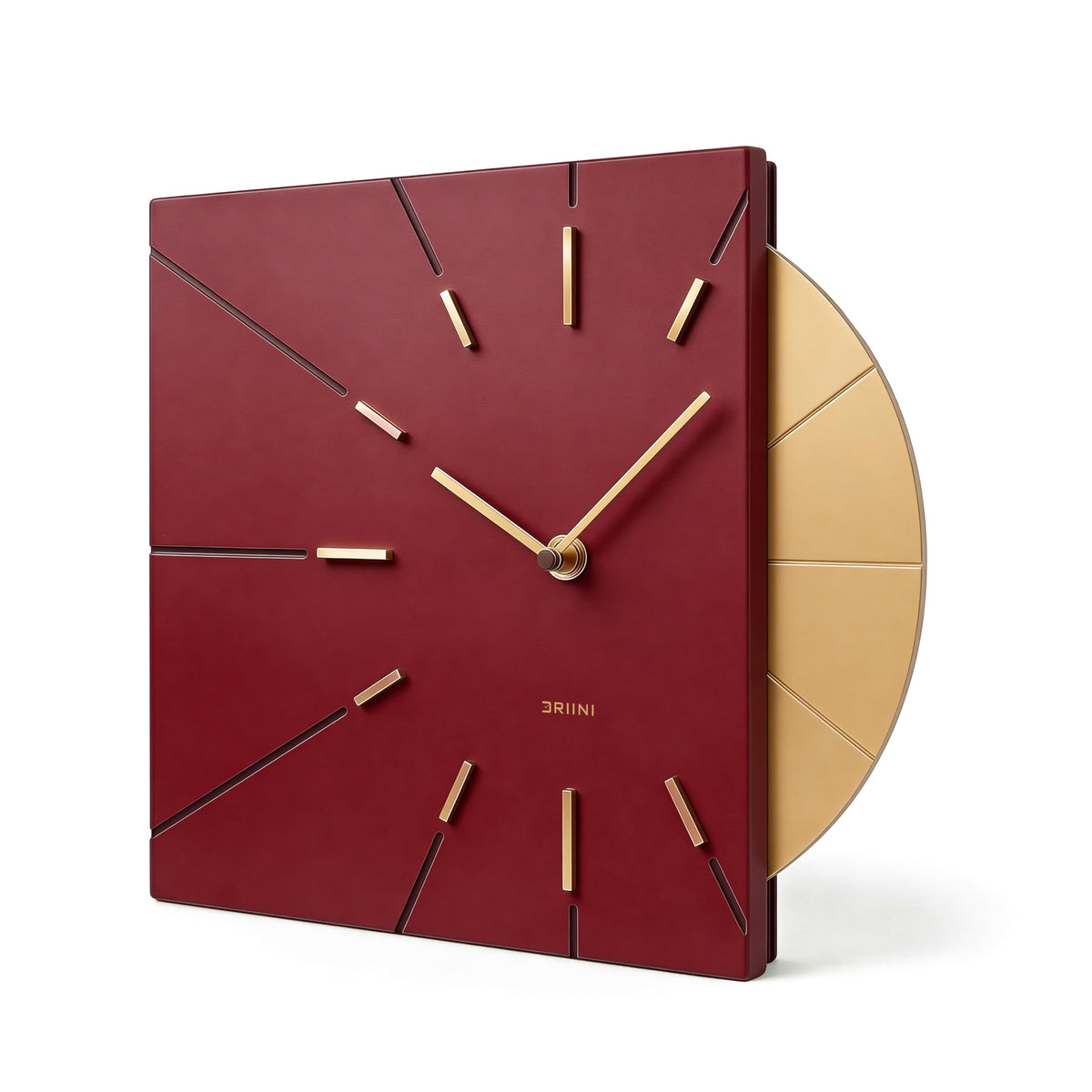 Inspired Nelson Style Red and Gold Mid Century Modern Wall Clock, Battery Operated