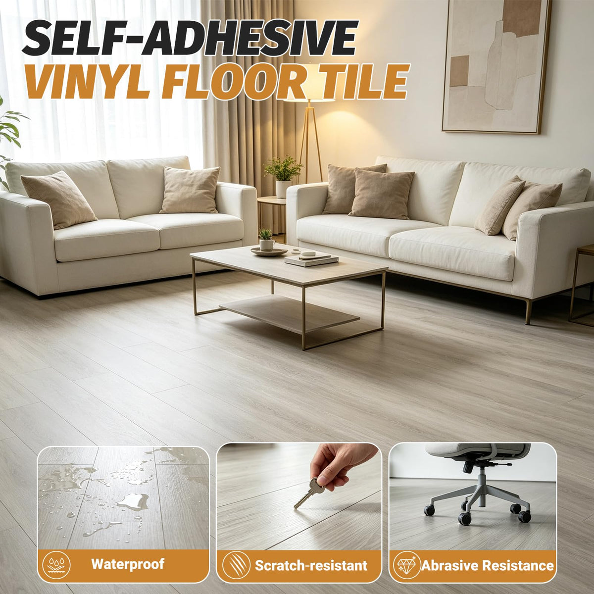 40 Pack Peel and Stick Flooring Tile Waterproof Vinyl Flooring