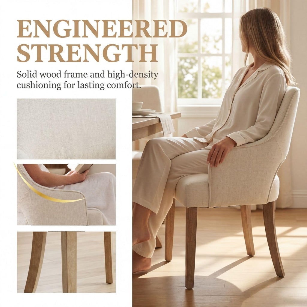 Linen Upholstered Set of 2 with Arms