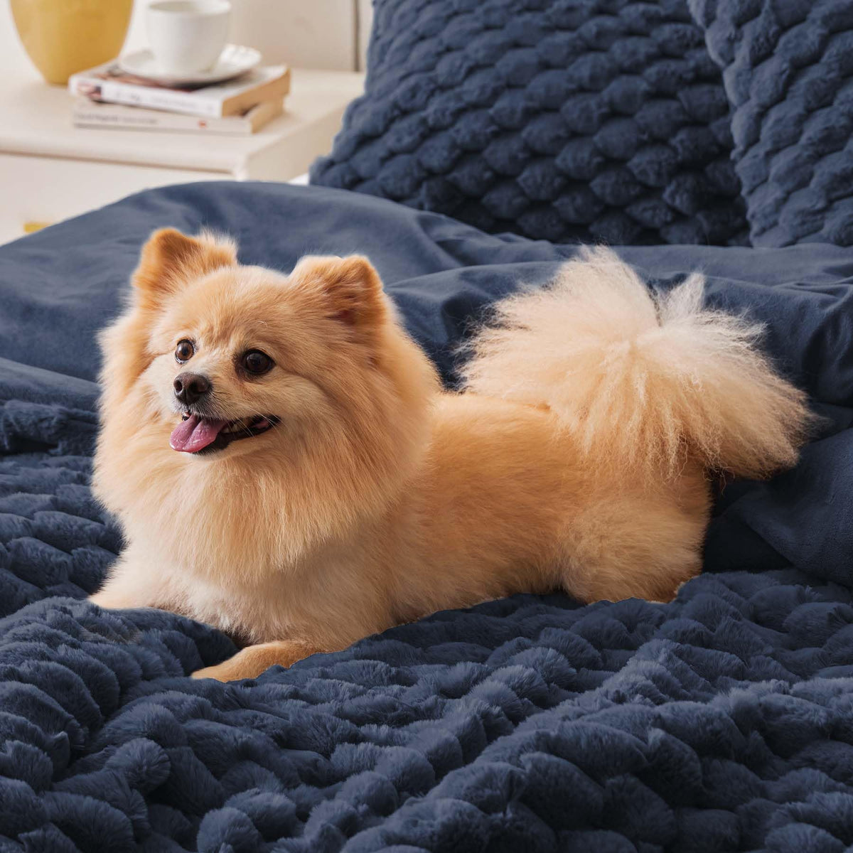 Fluffy Comforter Set, Navy Bed Set 2 Pieces
