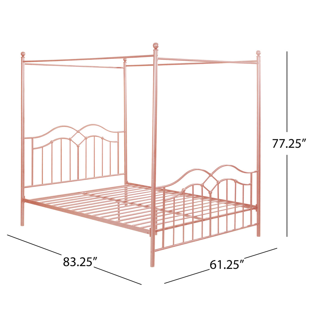 Eileen Metal Canopy Bed Frame with Headboard/Footboard, 4 Poster Platform Bed Frame with Classic