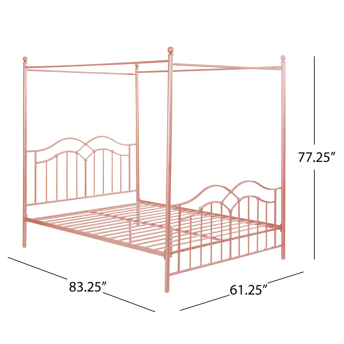 Eileen Metal Canopy Bed Frame with Headboard/Footboard, 4 Poster Platform Bed Frame with Classic