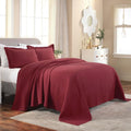 Cotton Bedspread, Jacquard Woven Matelasse Bedding, Queen, Garnet