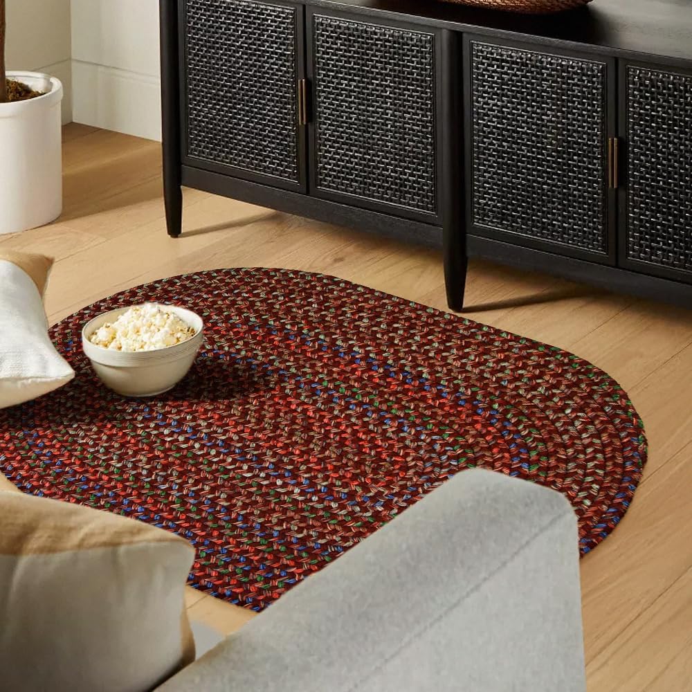 Keepsake KS43 Burgundy Oval - Braided Area Rug, Home Decor, Floor Mat or Bedroom Rug - Easy Care, Ideal for