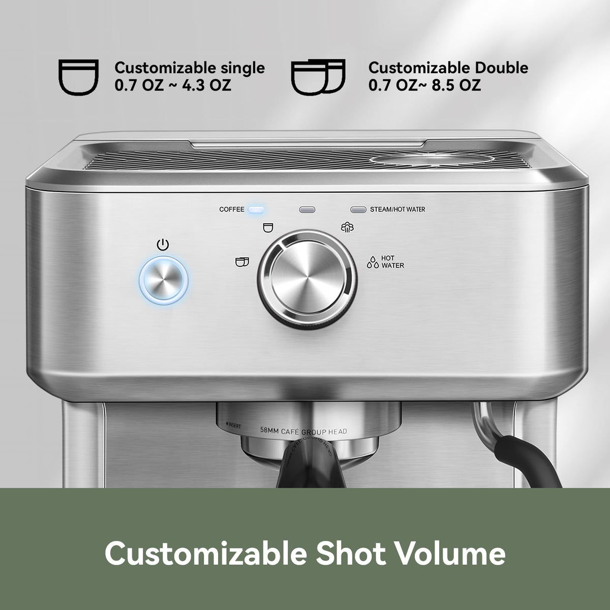 Commercial Espresso Machine|PID&NTC Temp Control with Steam Wand
