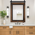 Farmhouse Barn Door Mirror, 32"x24" Rustic Bathroom Mirror, Wood Frame Wall Mirror, Wooden Mirror Bedroom Entryway