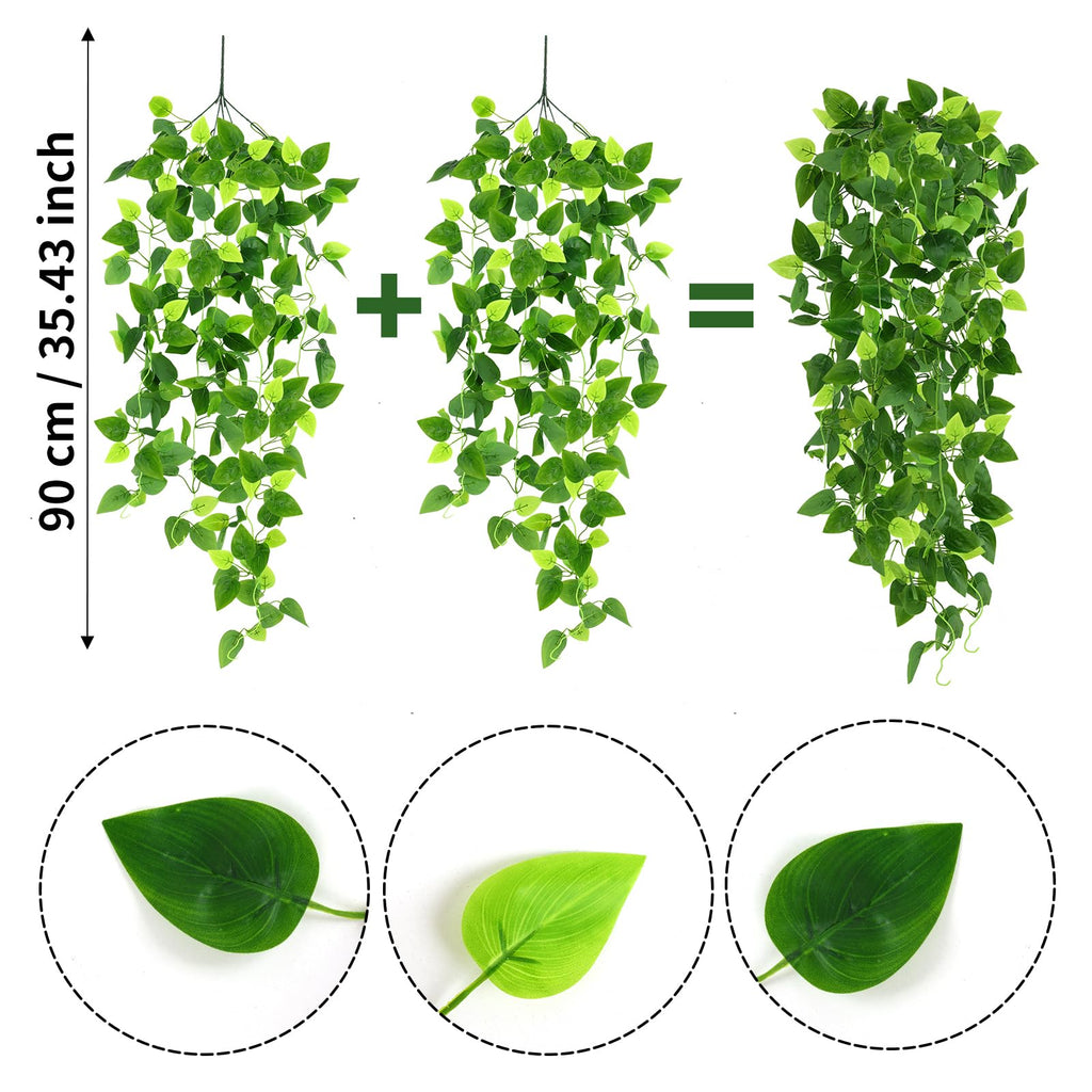 4pcs Artificial Hanging Plants 2.9ft Fake Ivy Vine Fake Ivy Leaves for Wedding Wall House Room Patio Indoor Outdoor