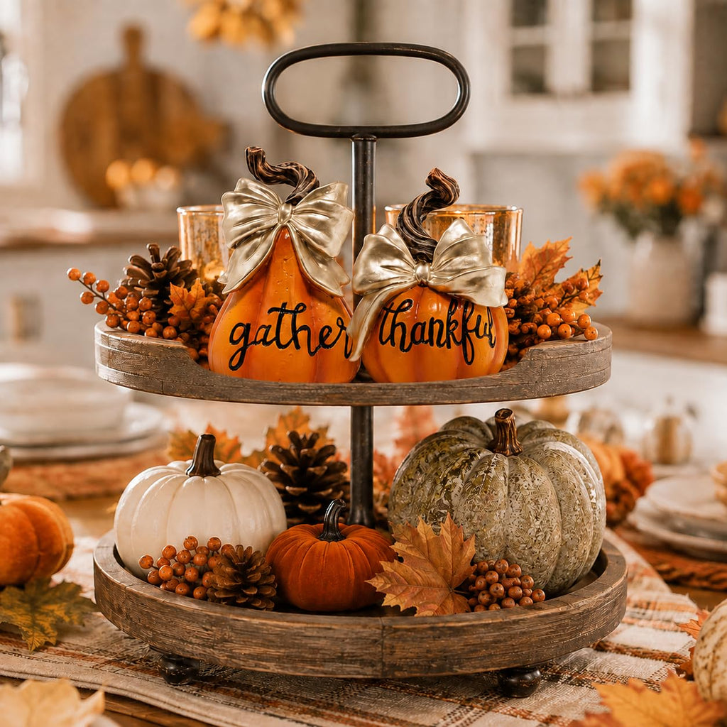 Thanksgiving Pumpkin Decoration, Fall Decor, Gather & Thankful