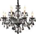 Twelve-Light Modern Smoke Gray Crystal Chandelier for Large Rooms
