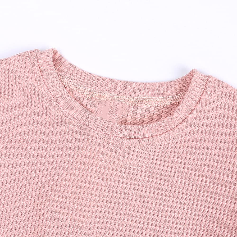 Infant Boys Girls Summer Outfits Toddler Baby Ribbed knitted Short Sleeve Top + Shorts 2PCS Cotton Clothes Set