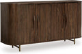 Amickly Contemporary 4-Door Accent Cabinet with 2 Shelves, Cord Management and Fluted Design, Dark Brown