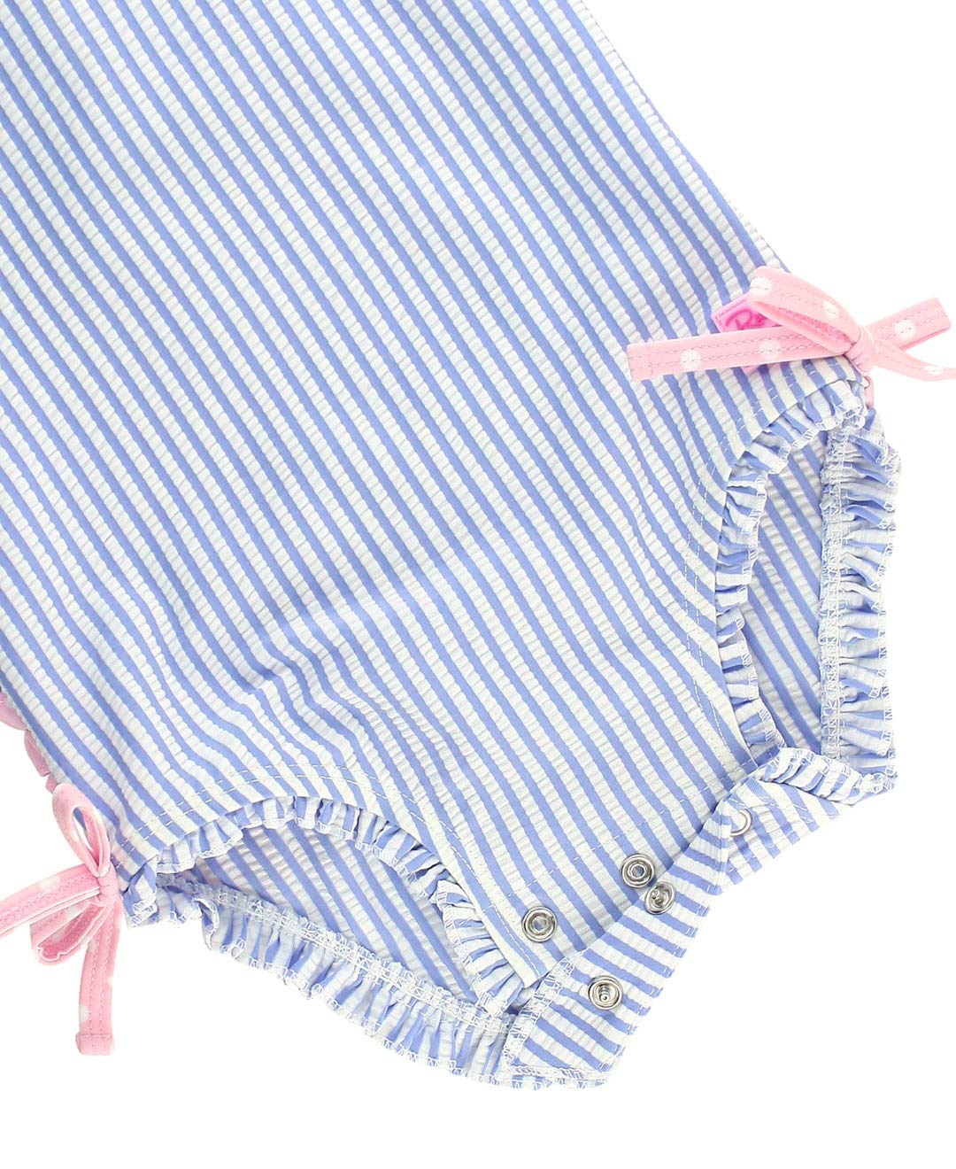 Baby Girls Seersucker Rash Guard - One Piece Swimsuit UPF 50+