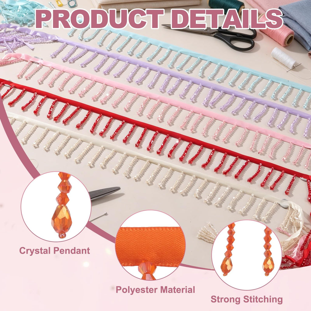 2.2 in Rhinestone Ribbon Tassel Irregular, Orange - 2 Yard