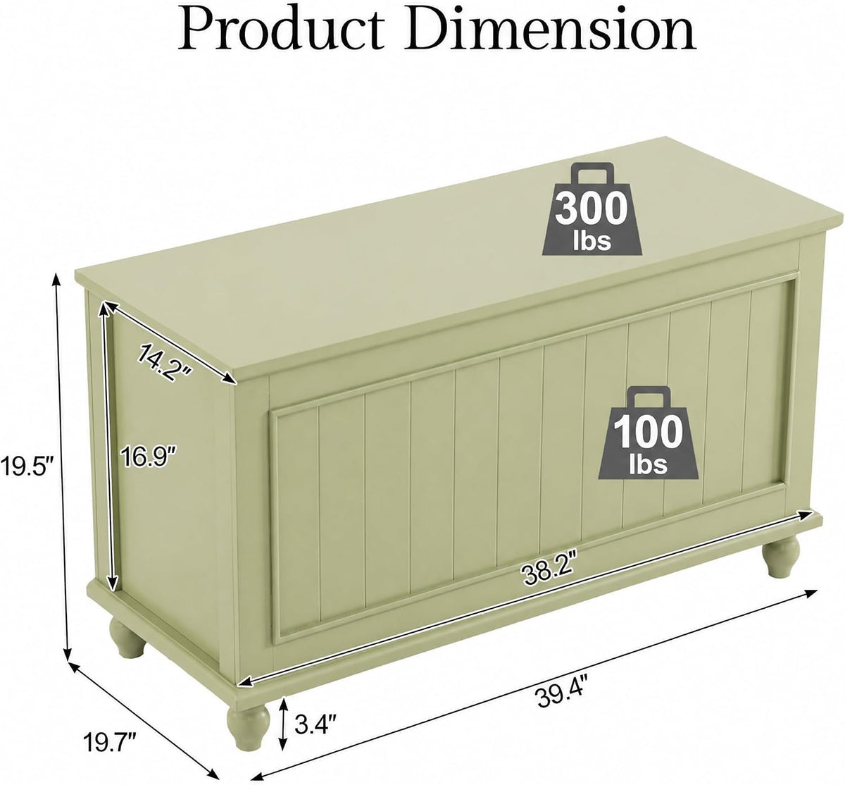 Vintage End of Bed Storage Bench, 39.4'' Wooden Chest with Flip Top, Green | Toy Storage Chest, Bedroom Trunk, 37.6