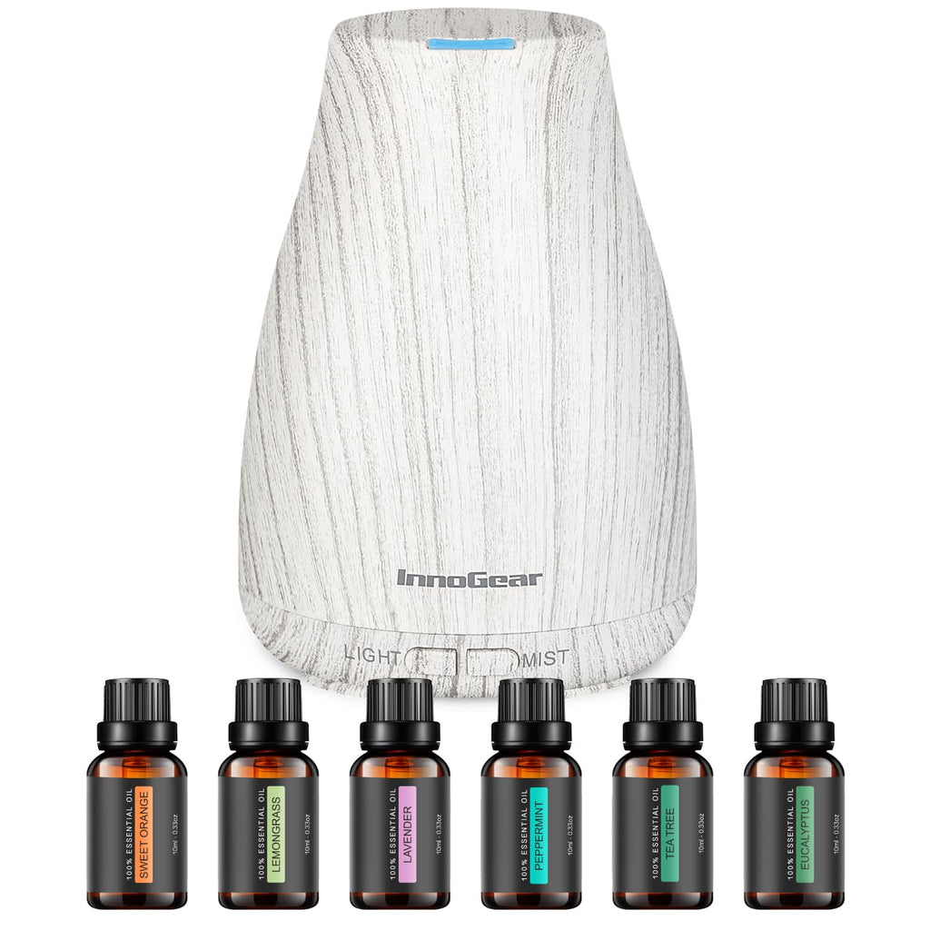 100ml Essential Oil Diffuser with 6 Oils Gift Set, Grey