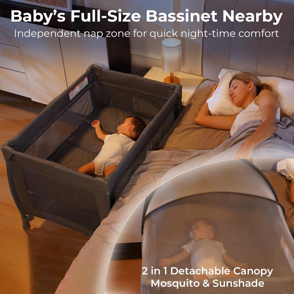Play Yard with Bassinet, One-Step Setup Portable Baby Playpen
