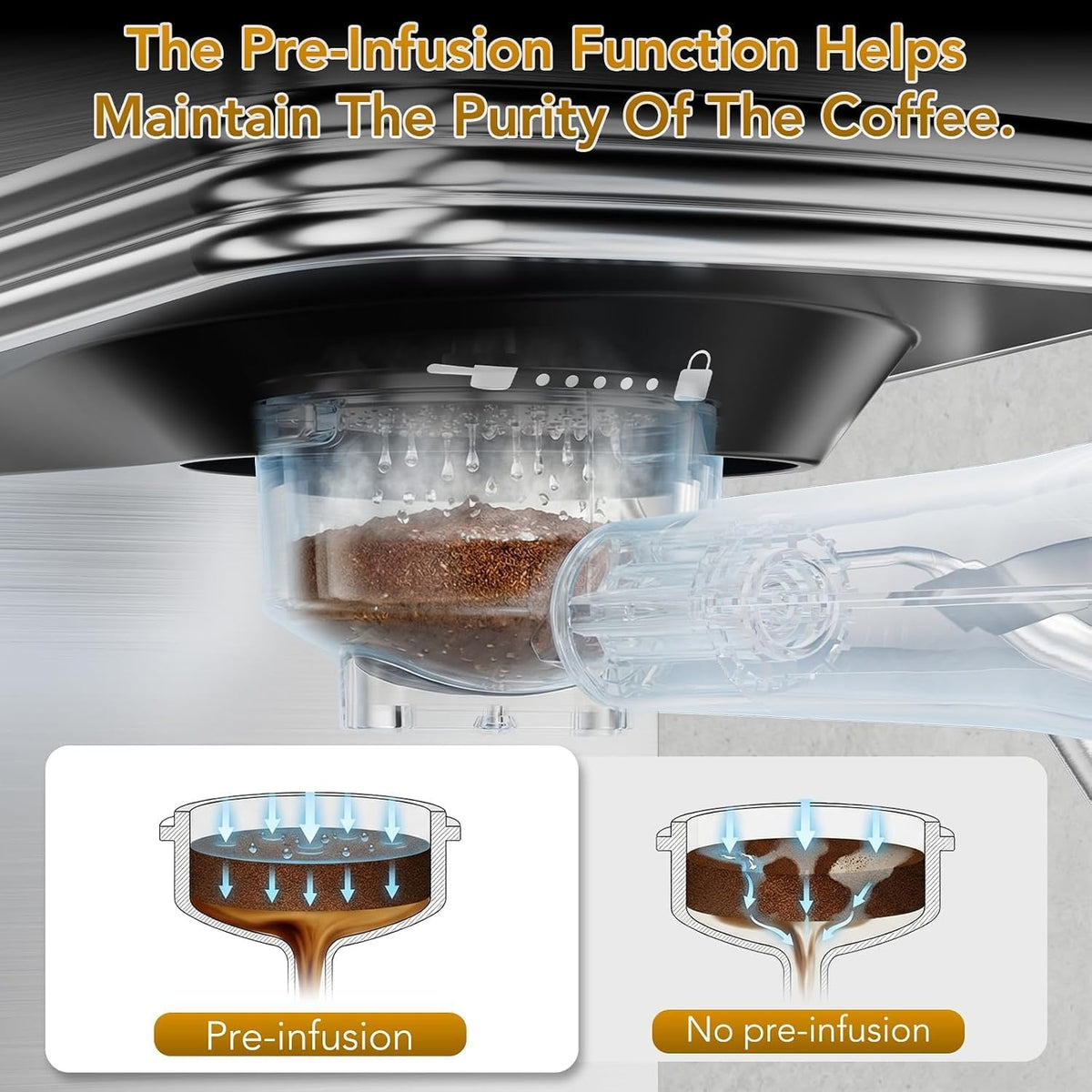 Espresso Machine Stainless Coffee Machine with Milk Frother