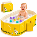 Collapsible Toddler Bathtub for Ages 1-5, Portable Foldable Baby Bath Tub with Dual Drain, No-Assembly Kids Shower